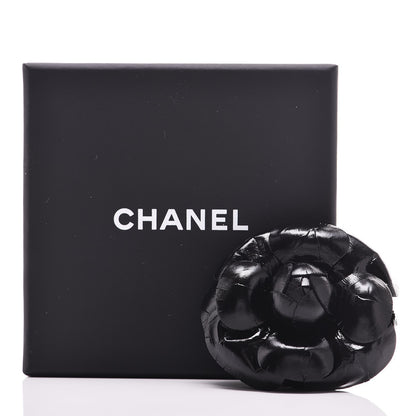 Chanel Glazed Calfskin Camellia Brooch Black 7 of 7
