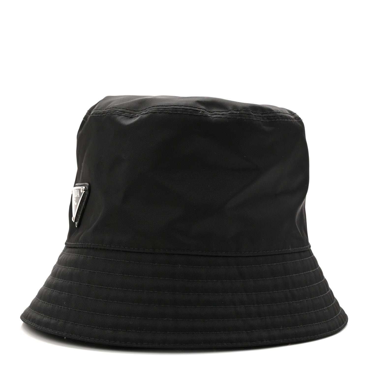 Prada Re-Nylon Metal Triangle Logo Womens Bucket Hat M Black 4 of 8