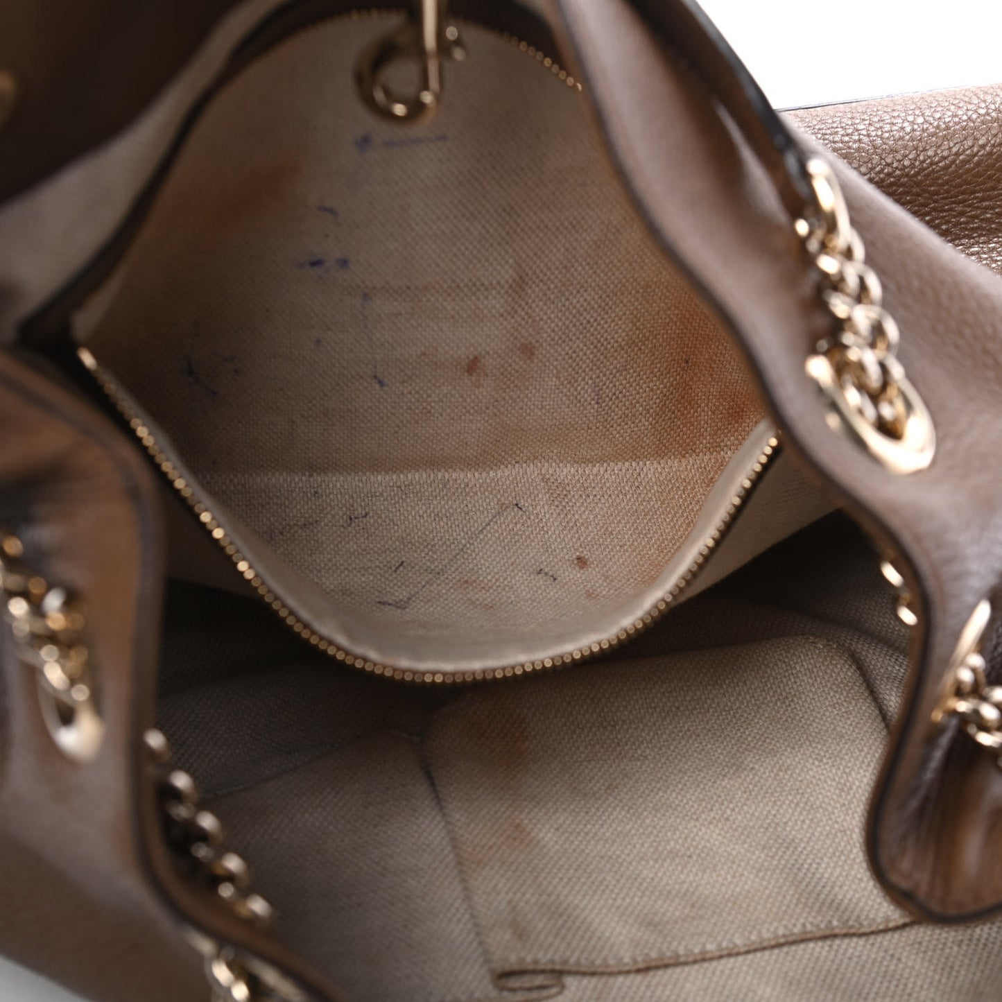Pebbled Calfskin Medium Soho Chain Shoulder Bag Maple Brown