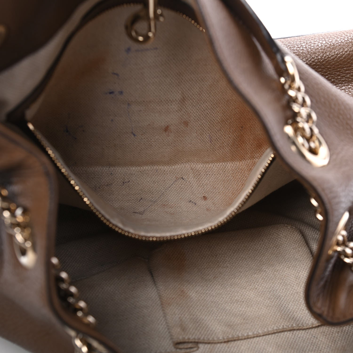 Gucci Pebbled Calfskin Medium Soho Chain Shoulder Bag Maple Brown 4 of 4