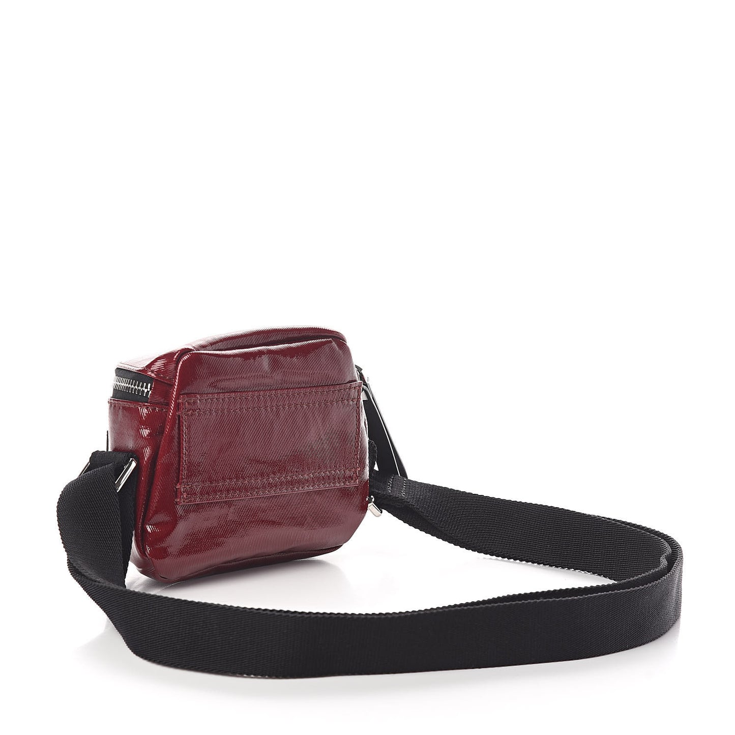 Shiny Coated Canvas VLTN Crossbody Dark Red