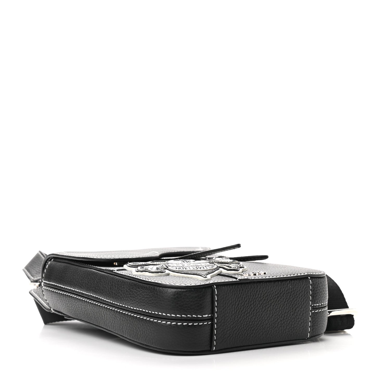X SHAWN STUSSY Grained Calfskin Saddle Messenger Bag Black