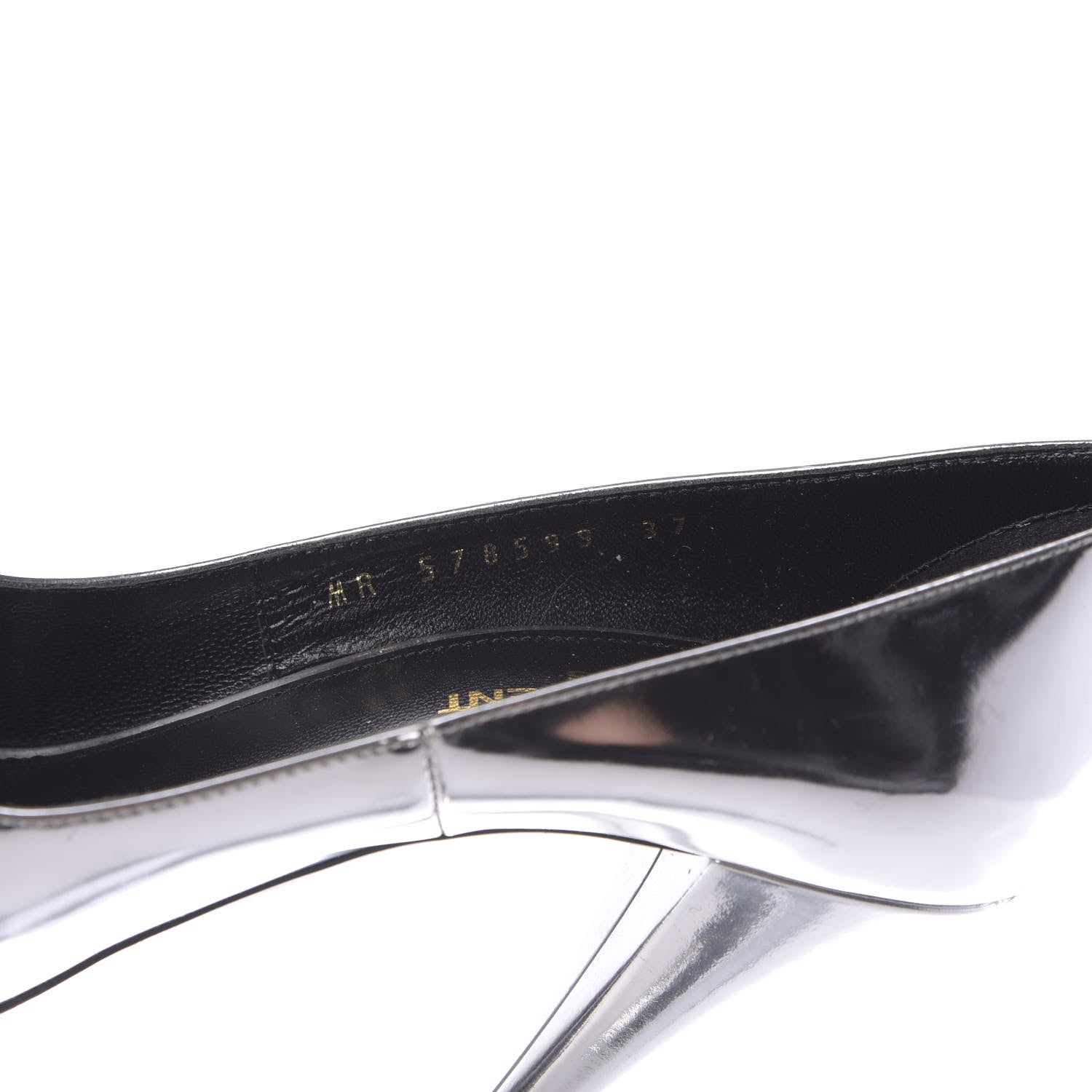 Saint Laurent Calfskin Kiki 100 Pumps 37 Silver 9 of 13