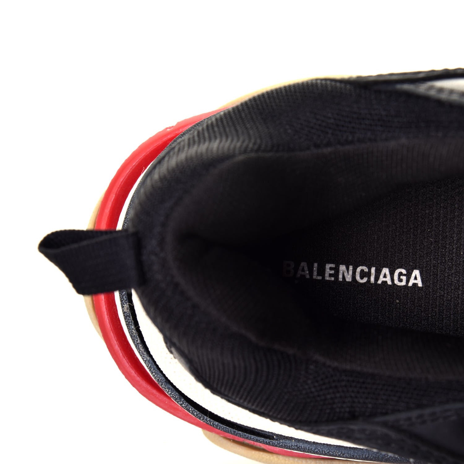 Balenciaga Fabric Mesh Washed Effect Womens Triple S Sneakers 40 Black Red 7 of 7