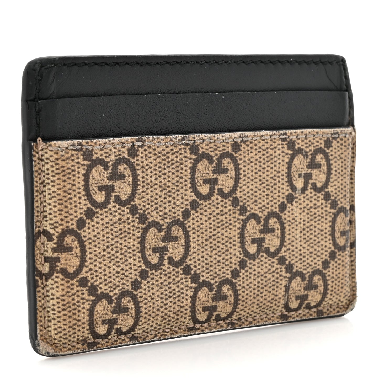 GG Supreme Monogram Kingsnake Card Holder Beige Black