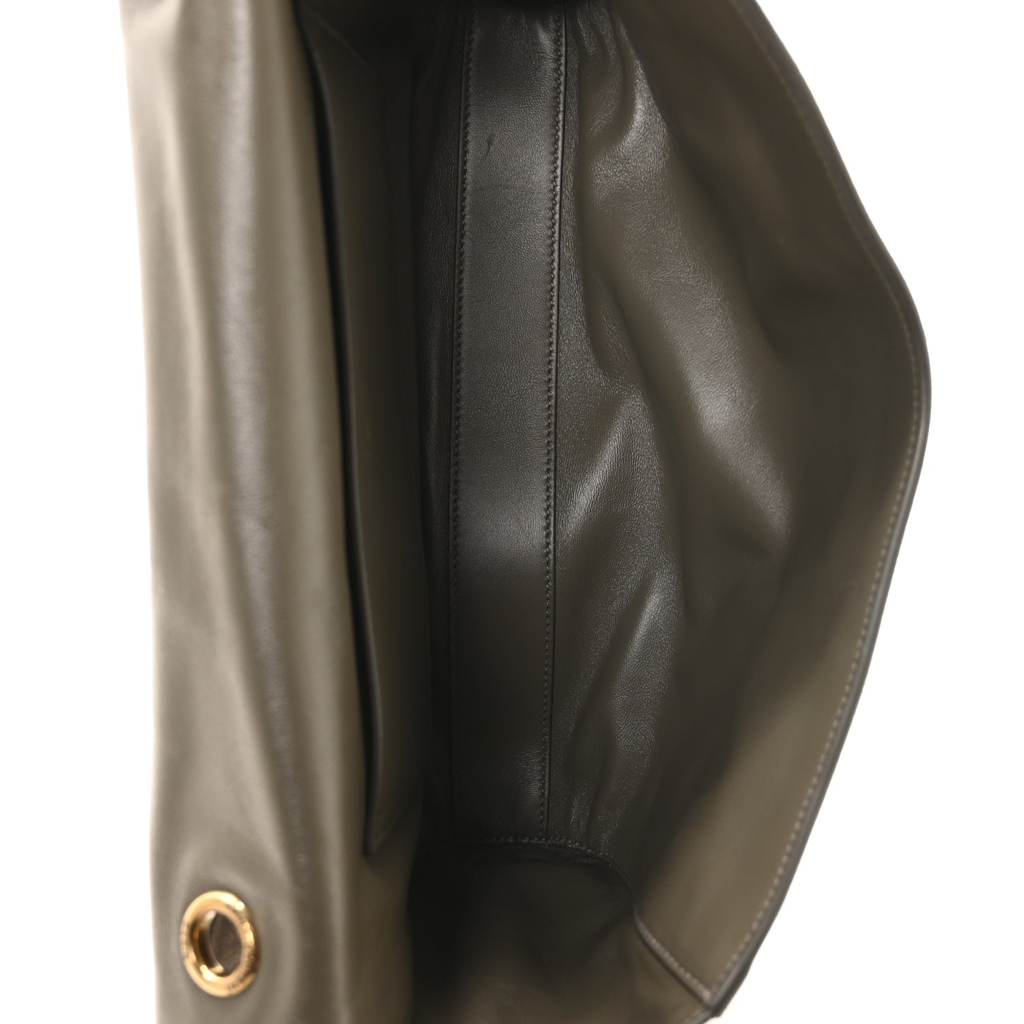 Smooth Calfskin Suede Medium Reversible Monogram Kate Satchel Olive