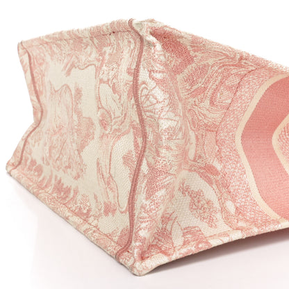 Christian Dior Canvas Embroidered Medium Dioriviera Toile De Jouy Book Tote Rose 10 of 10