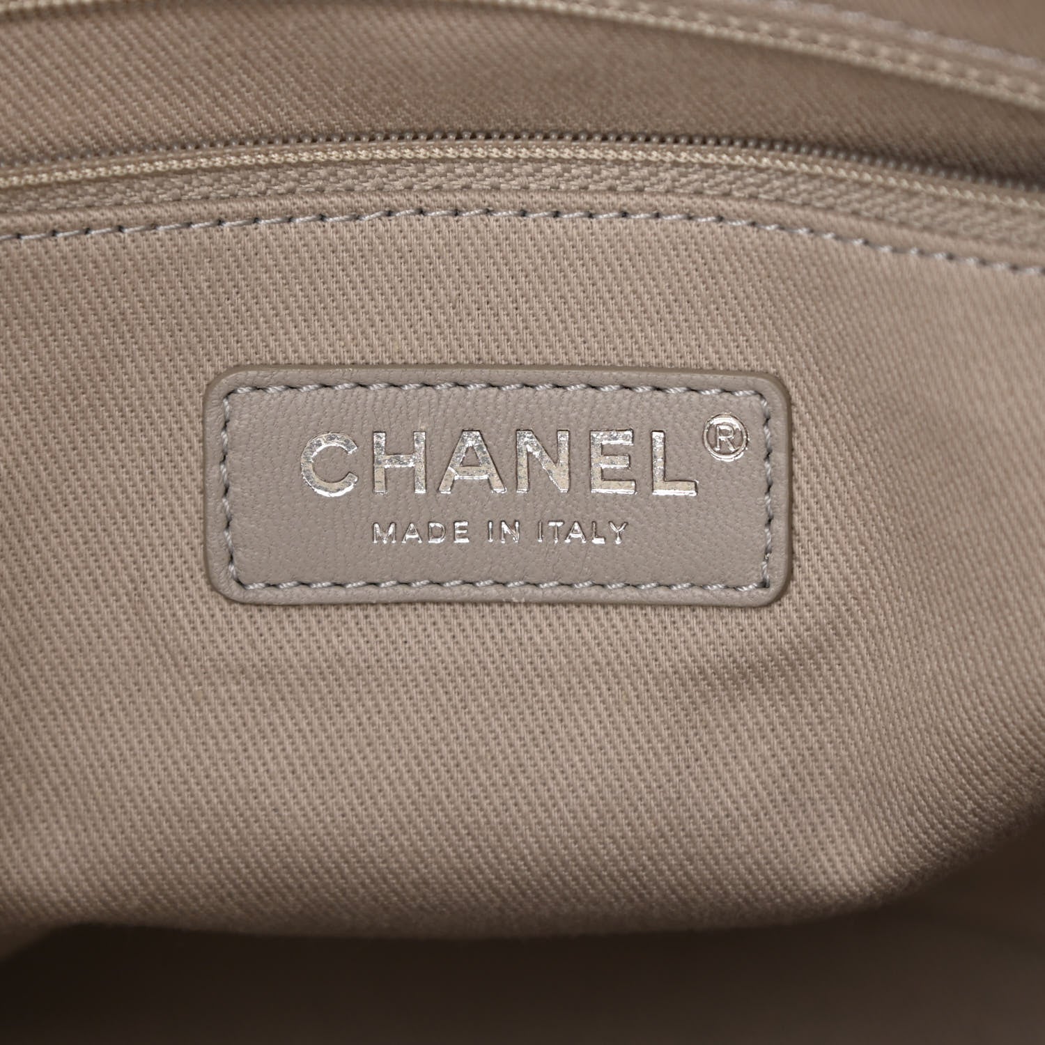 Chanel Striped Canvas Deauville Drawstring Bag Grey Black 6 of 10