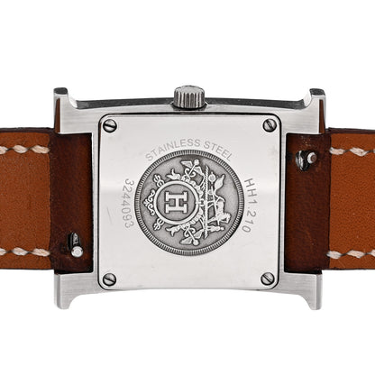 Hermes Stainless Steel Barenia 21mm Heure H Hour Quartz Watch Fauve 4 of 5