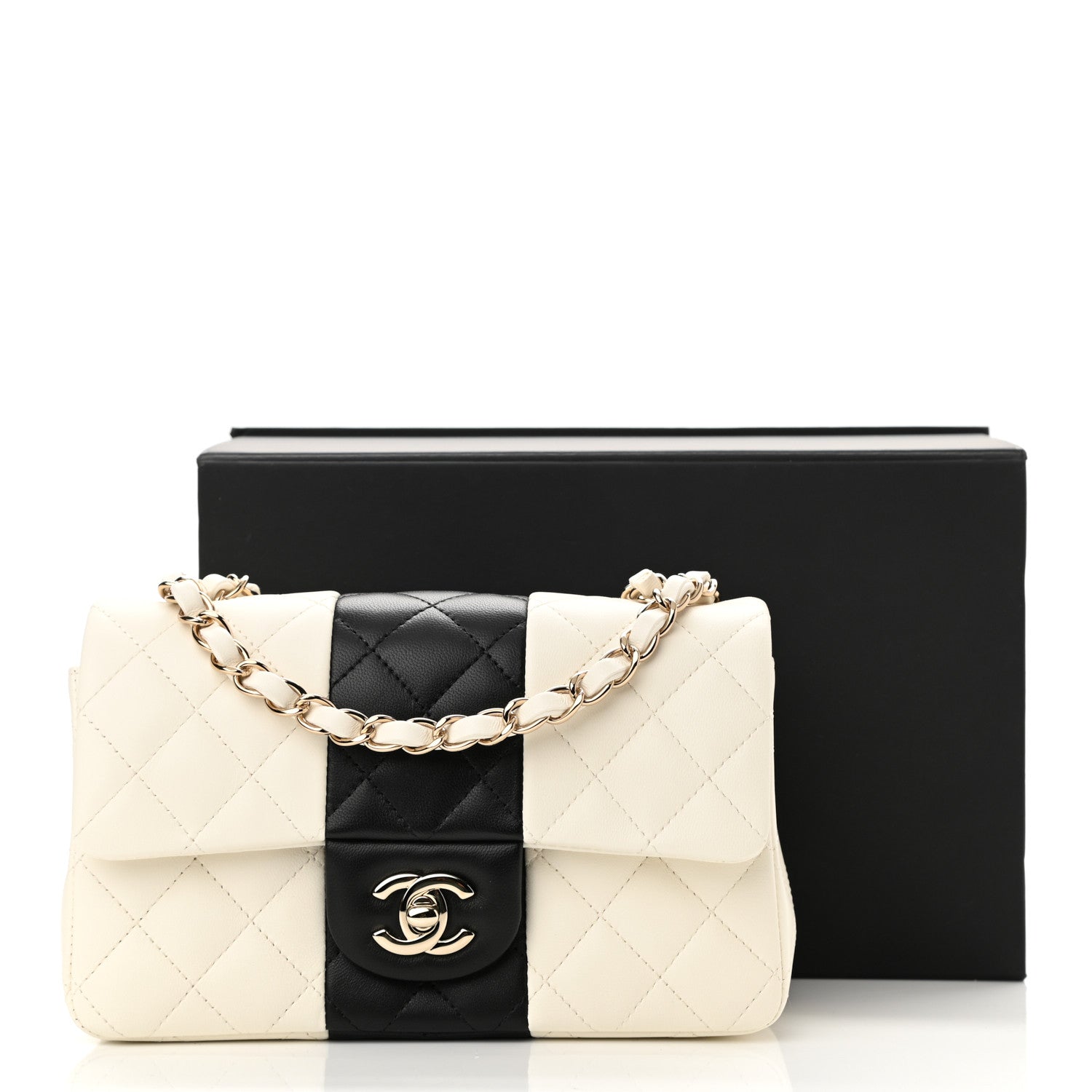 Chanel Lambskin Quilted Mini Rectangular Flap White Black 12 of 12