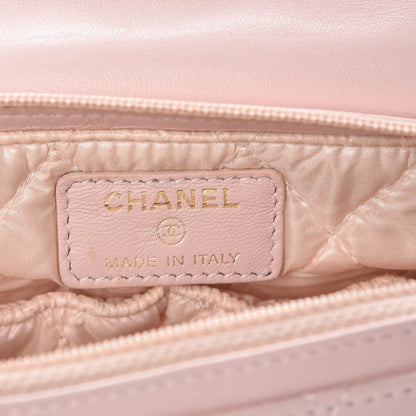 Chanel Lambskin Quilted Flap Cosmetic Case Light Pink 6 of 13