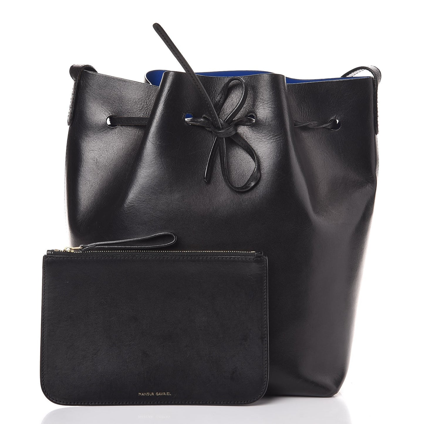 Vegetable Tanned Calfskin Bucket Bag Black Royal