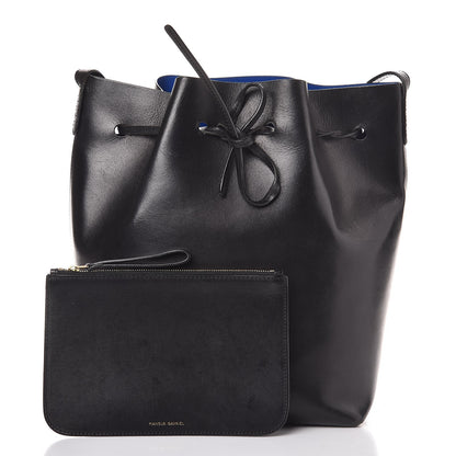 Mansur Gavriel Vegetable Tanned Calfskin Bucket Bag Black Royal 3 of 11