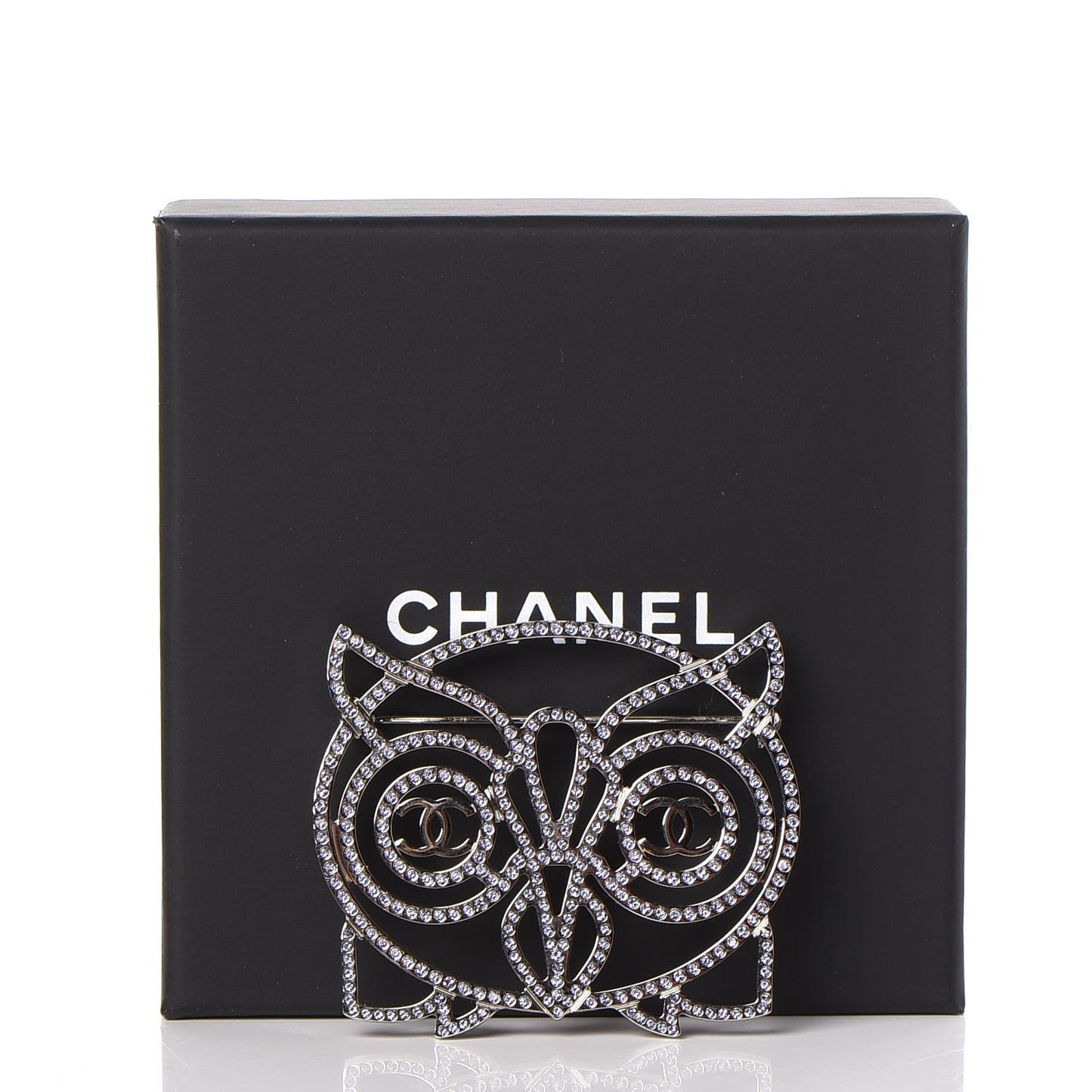 Strass Crystal Owl CC Brooch Purple Ruthenium