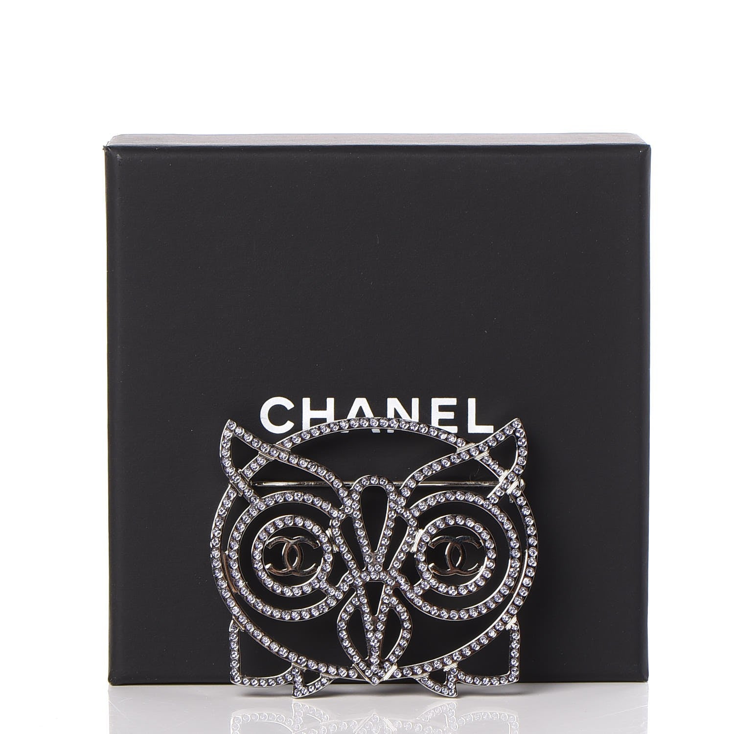 Chanel Strass Crystal Owl CC Brooch Purple Ruthenium 5 of 5