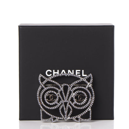 Chanel Strass Crystal Owl CC Brooch Purple Ruthenium 5 of 5