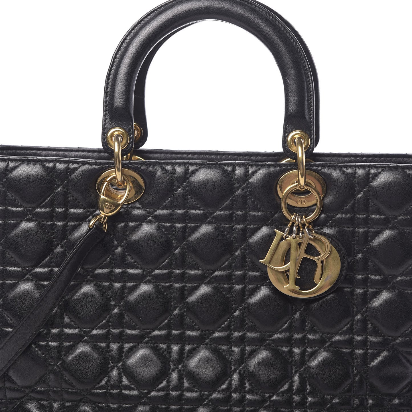 Lambskin Cannage Large Lady Dior Black