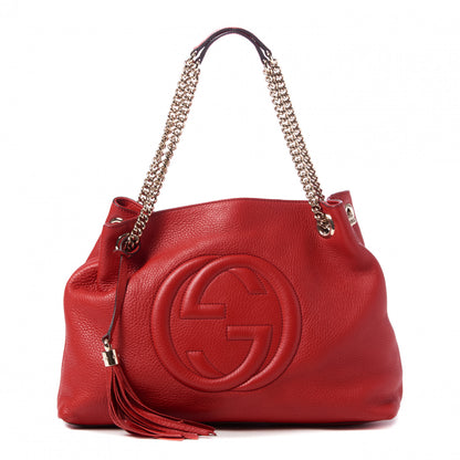 Gucci Pebbled Calfskin Medium Soho Chain Shoulder Bag Tabasco Red 1 of 8