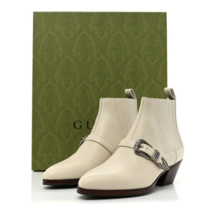 Gucci Quebec Calfskin Womens Elastic Buckled Ankle Boots 36.5 White 10 of 10