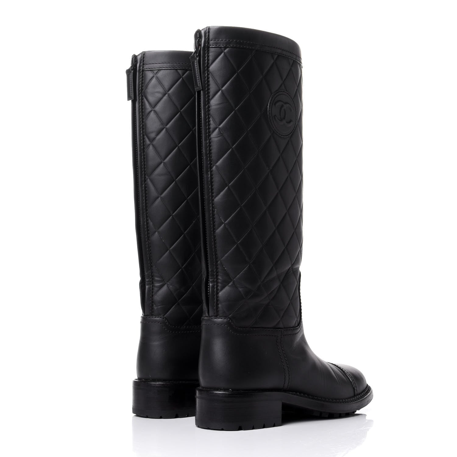 Chanel Oily Calfskin Quilted High Boots 36 Black 4 of 10