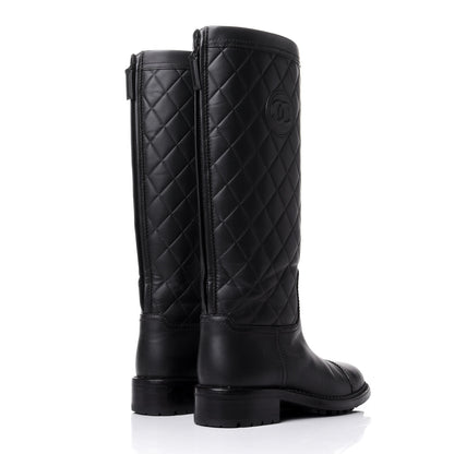 Chanel Oily Calfskin Quilted High Boots 36 Black 4 of 10