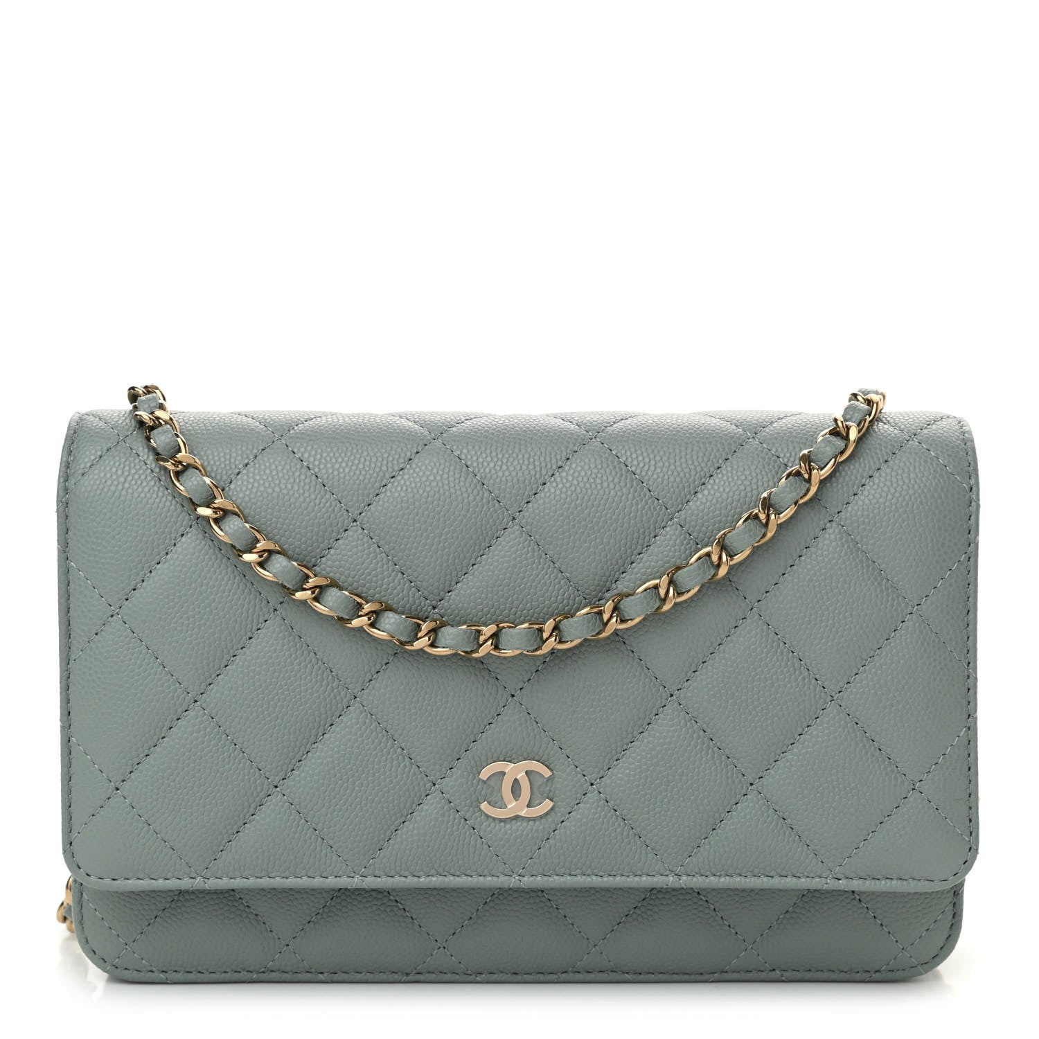 Chanel Caviar Quilted Wallet On Chain WOC Light Grey 1 of 11