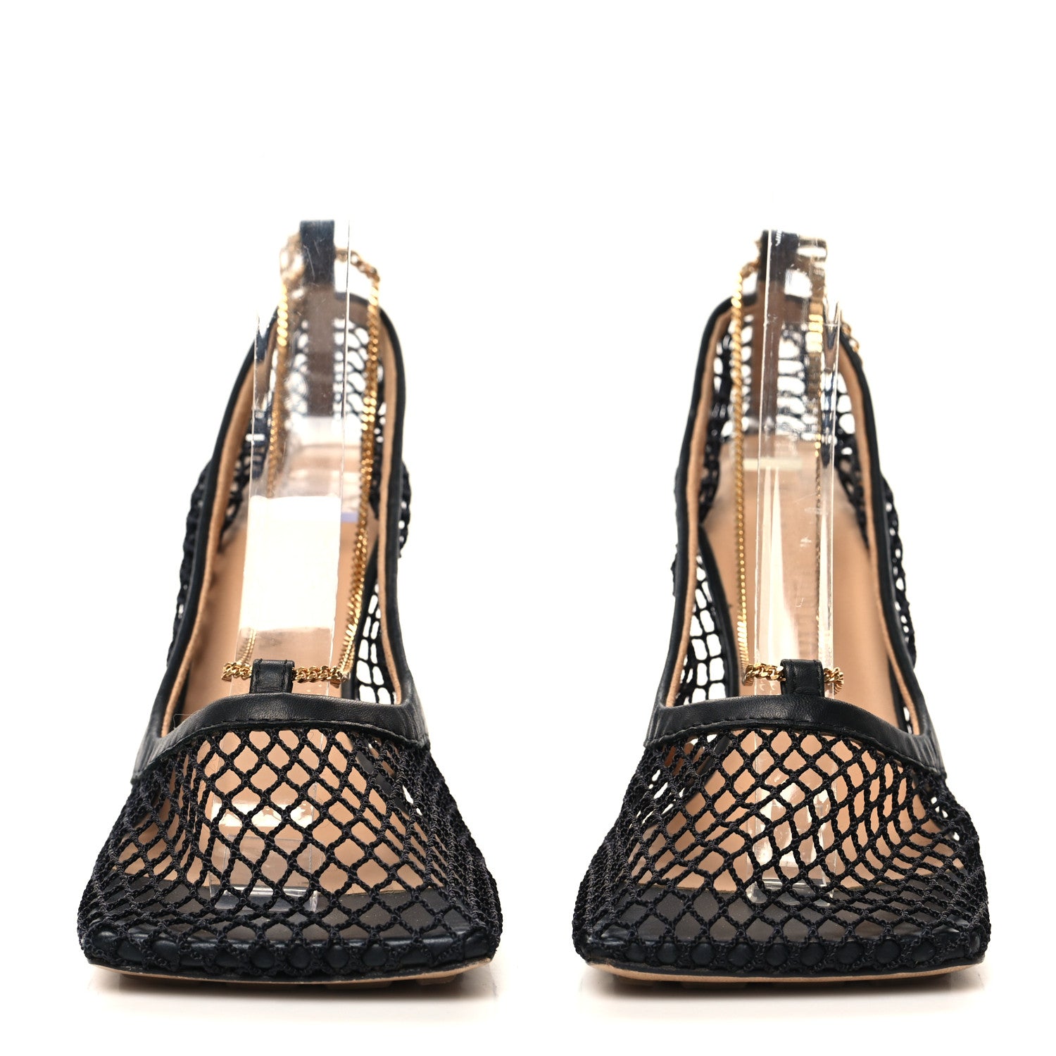 Bottega Veneta Mesh Calfskin Stretch Chain Strap 90mm Pumps 35 Black 2 of 7
