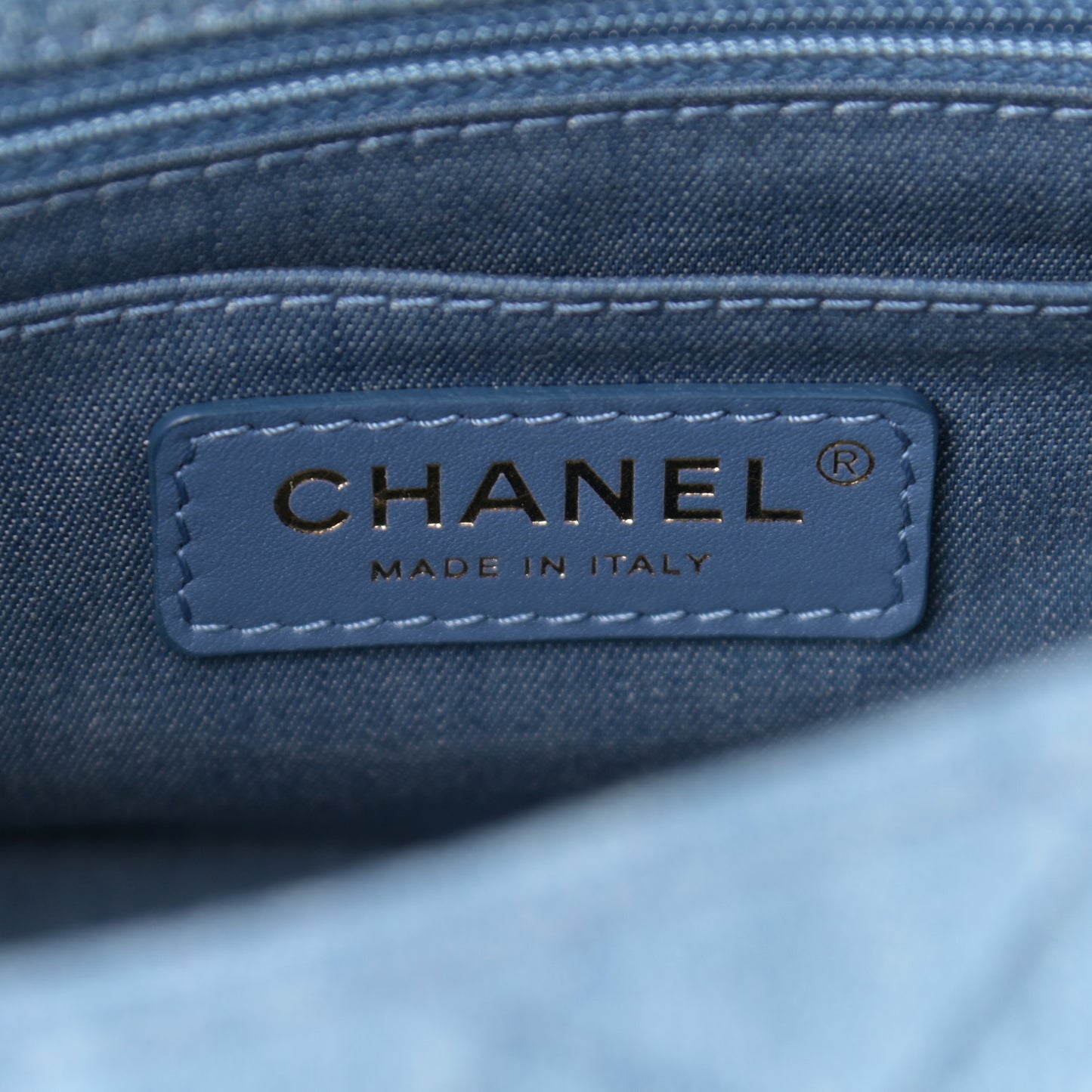 Denim Quilted Mini Pearl Crush Flap Blue
