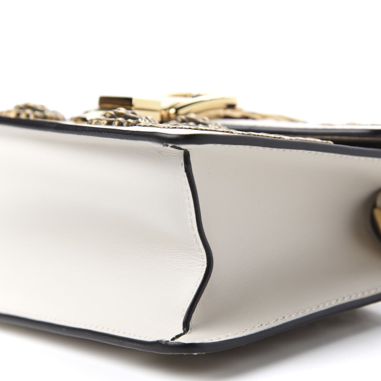 Calfskin Animal Studs Mini Sylvie Top Handle Bag White