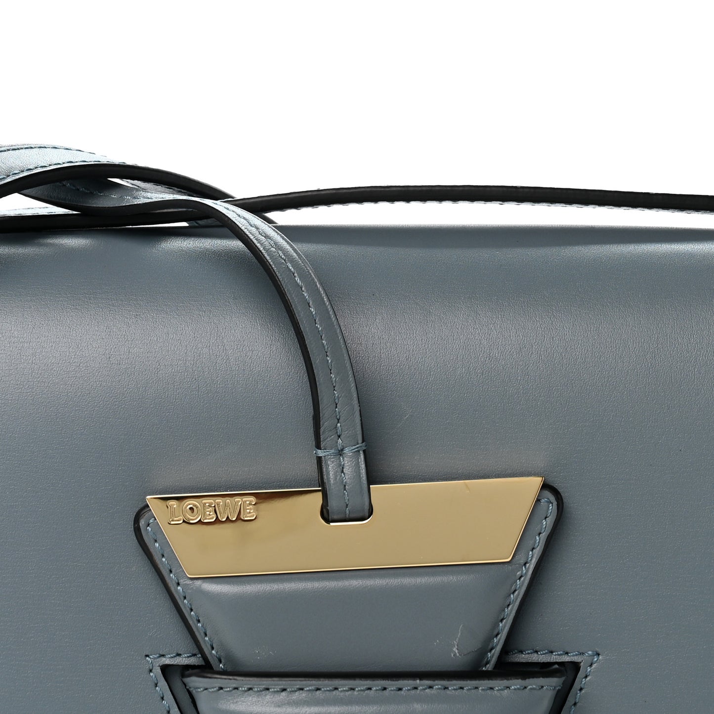 Calfskin Medium Barcelona Shoulder Bag Stone Blue