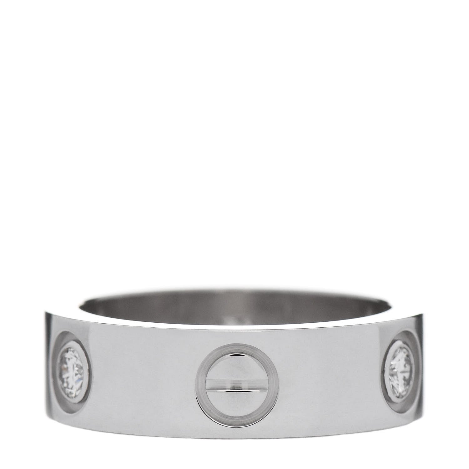 Cartier 18K White Gold 3 Diamond 5.5mm LOVE Ring 50 5.25 2 of 5