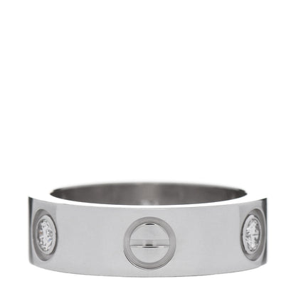 Cartier 18K White Gold 3 Diamond 5.5mm LOVE Ring 50 5.25 2 of 5