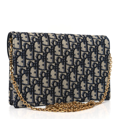 Christian Dior Oblique Saddle Chain Pouch Blue 3 of 8