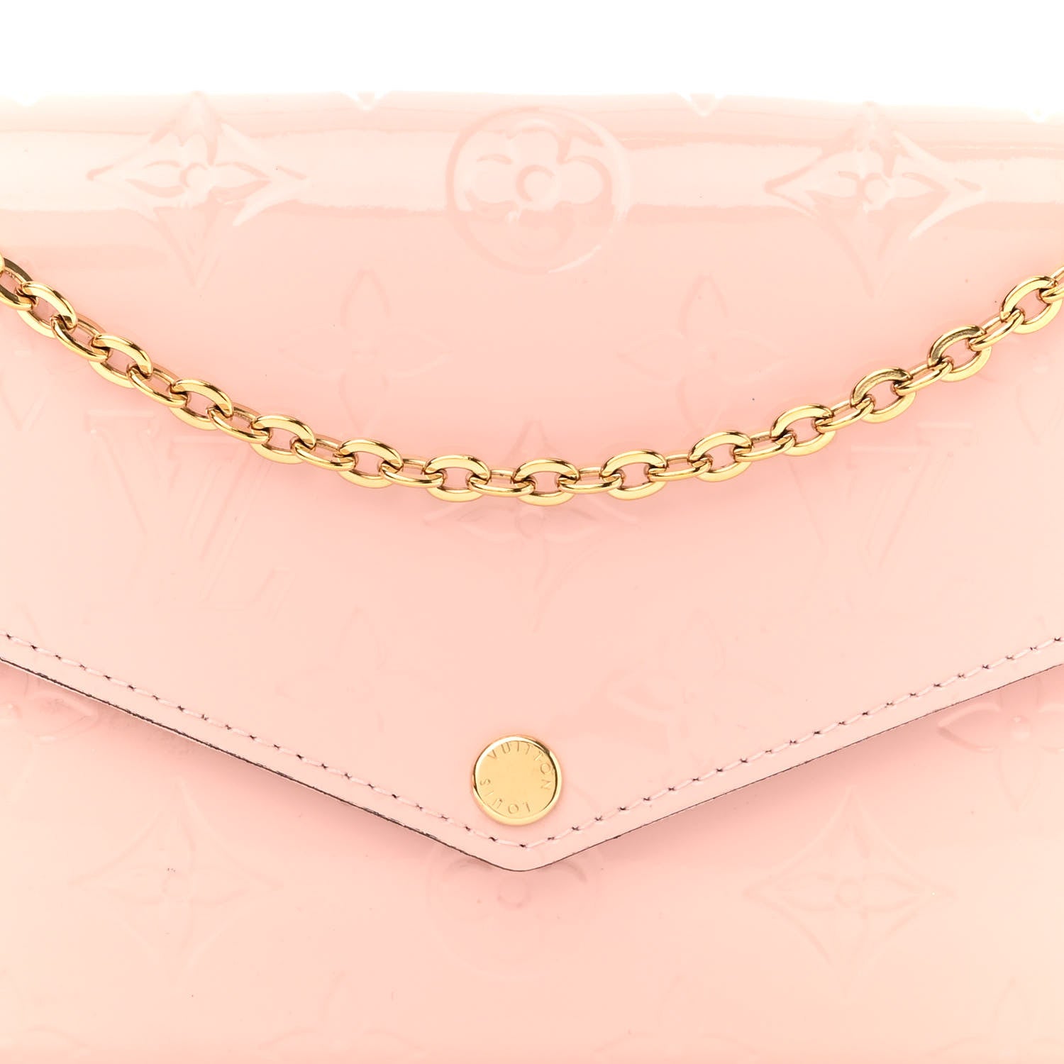 Louis Vuitton Vernis Pochette Felicie Chain Wallet Rose Ballerine 8 of 10