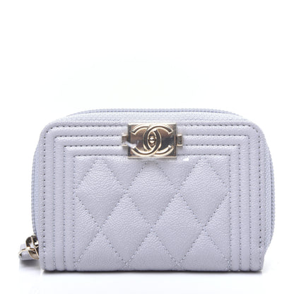 Chanel Caviar Quilted Boy Zip Around Coin Purse Wallet Grey 1 of 11