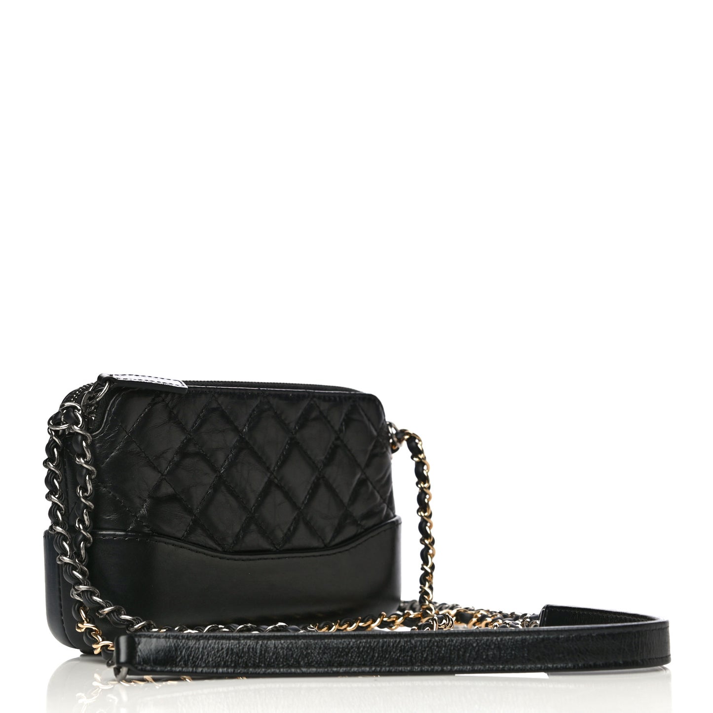 Aged Calfskin Quilted Small Gabrielle Clutch With Chain Black