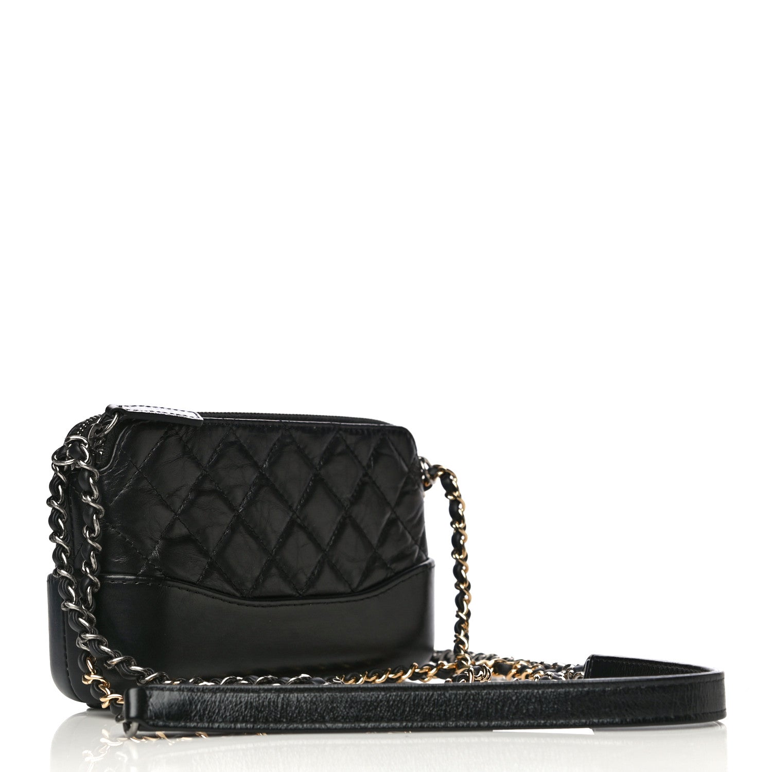 Chanel Aged Calfskin Quilted Small Gabrielle Clutch With Chain Black 3 of 14