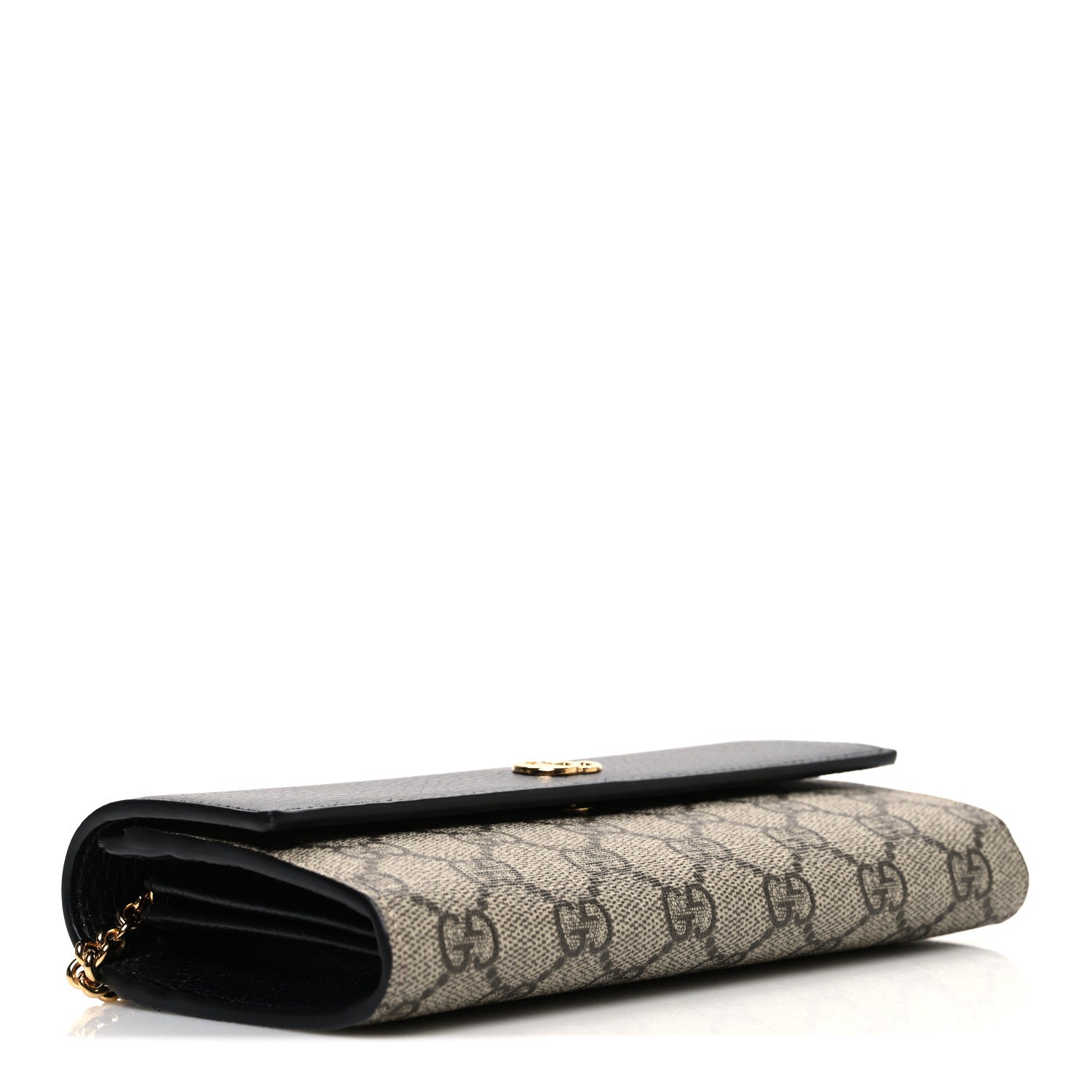 Gucci Dollar Calfskin GG Supreme Monogram Petite GG Marmont Wallet Chain Bag Black Beige Ebony 4 of 10