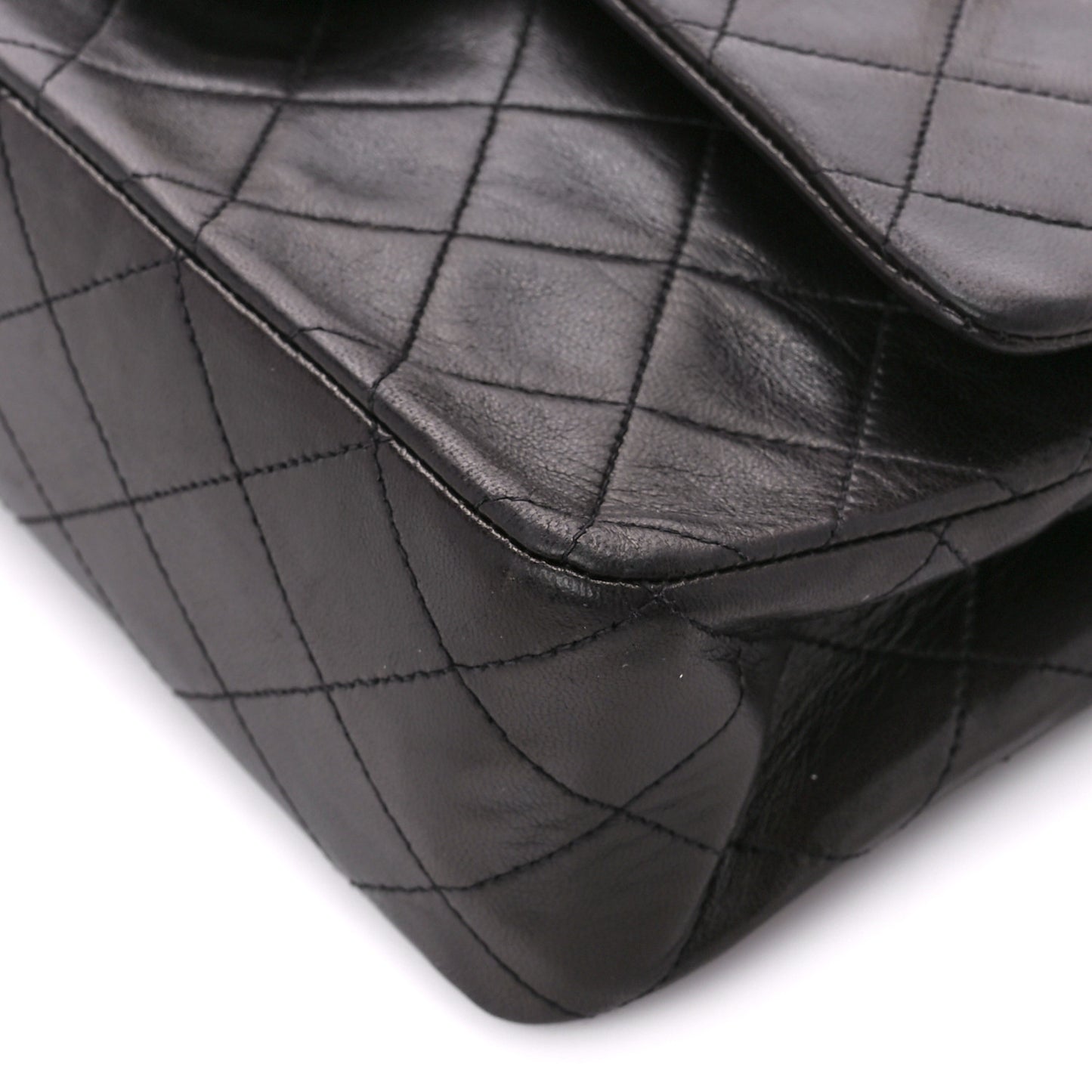 Lambskin Quilted Medium Double Flap Black