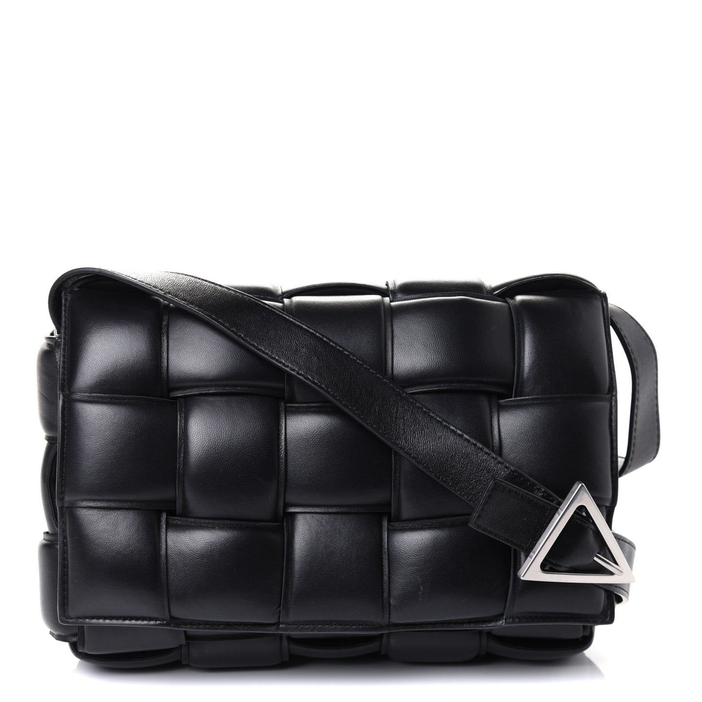Nappa Maxi Intreccio Padded Cassette Crossbody Bag Black