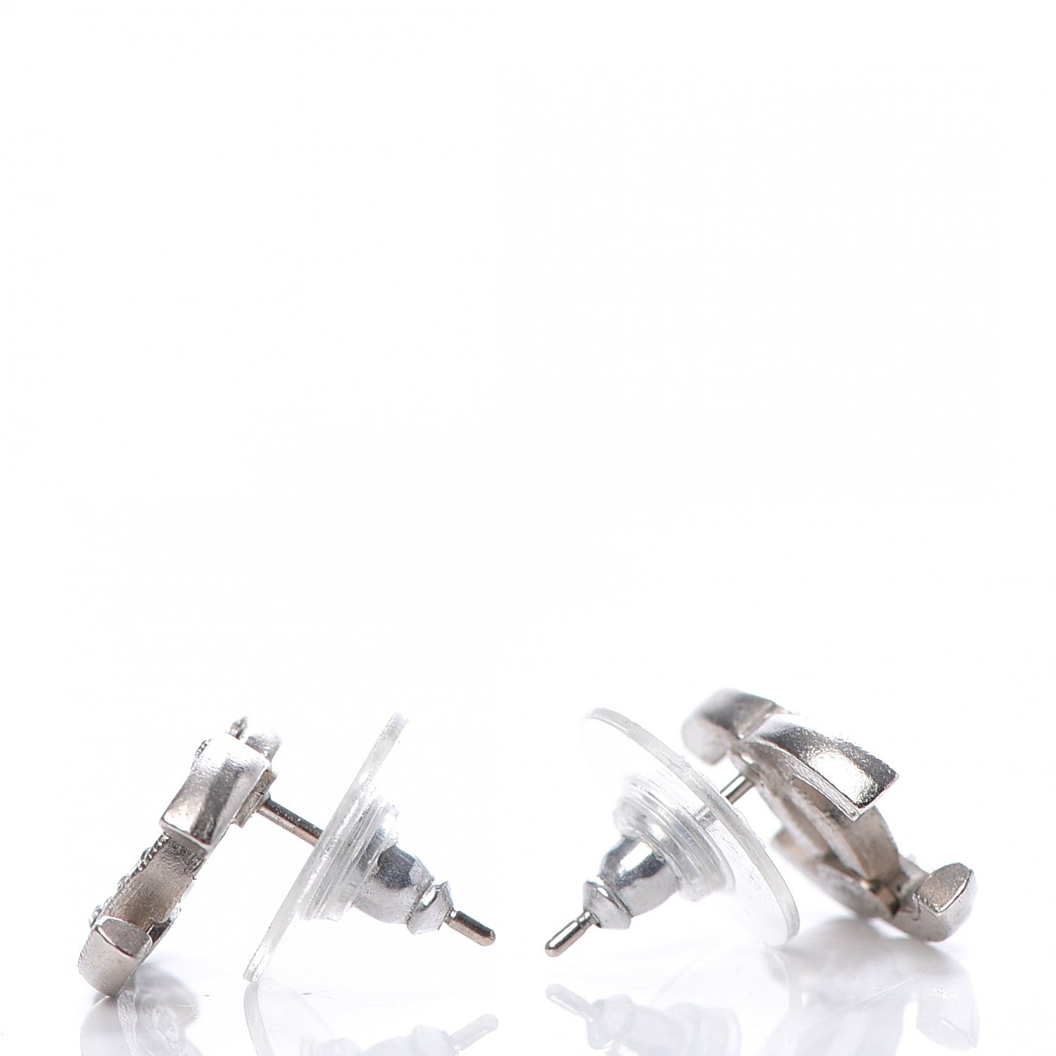 Chanel Crystal CC Earrings Silver 3 of 5