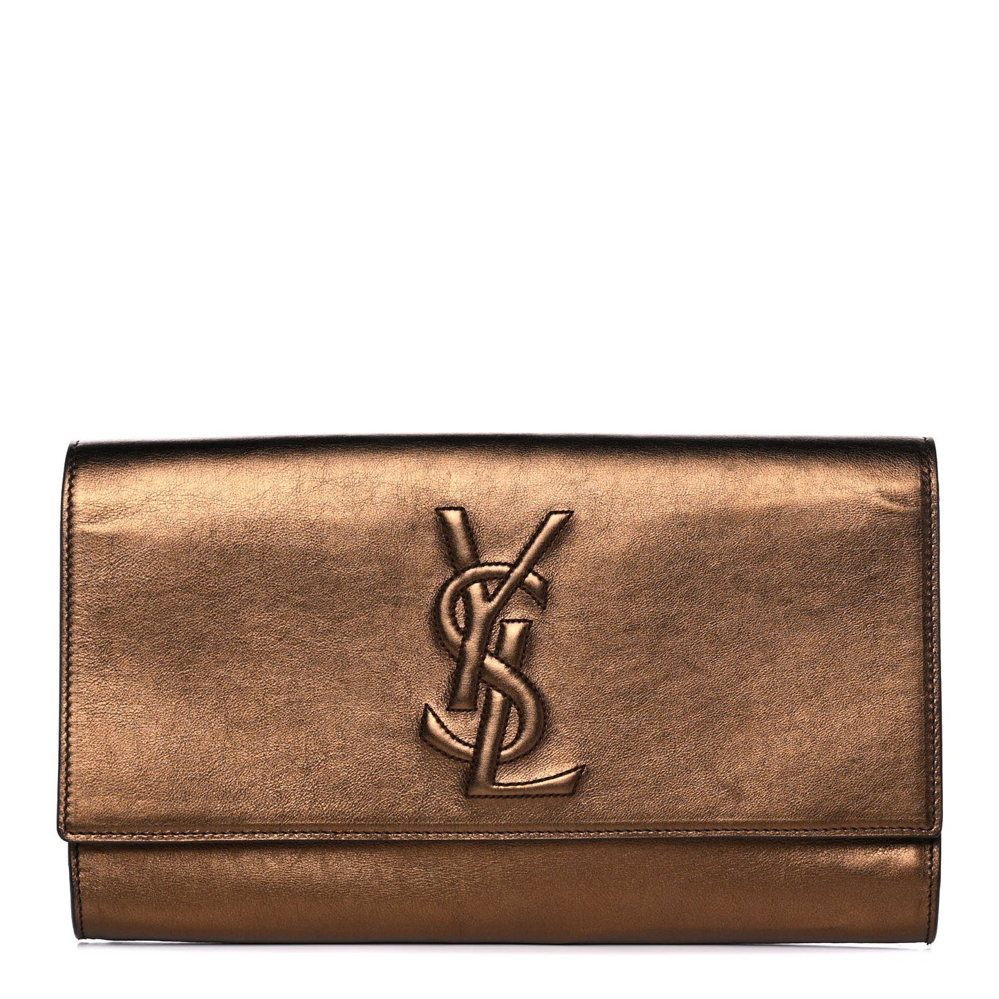 Metallic Calfskin Monogram Large Belle De Jour Clutch Bronze