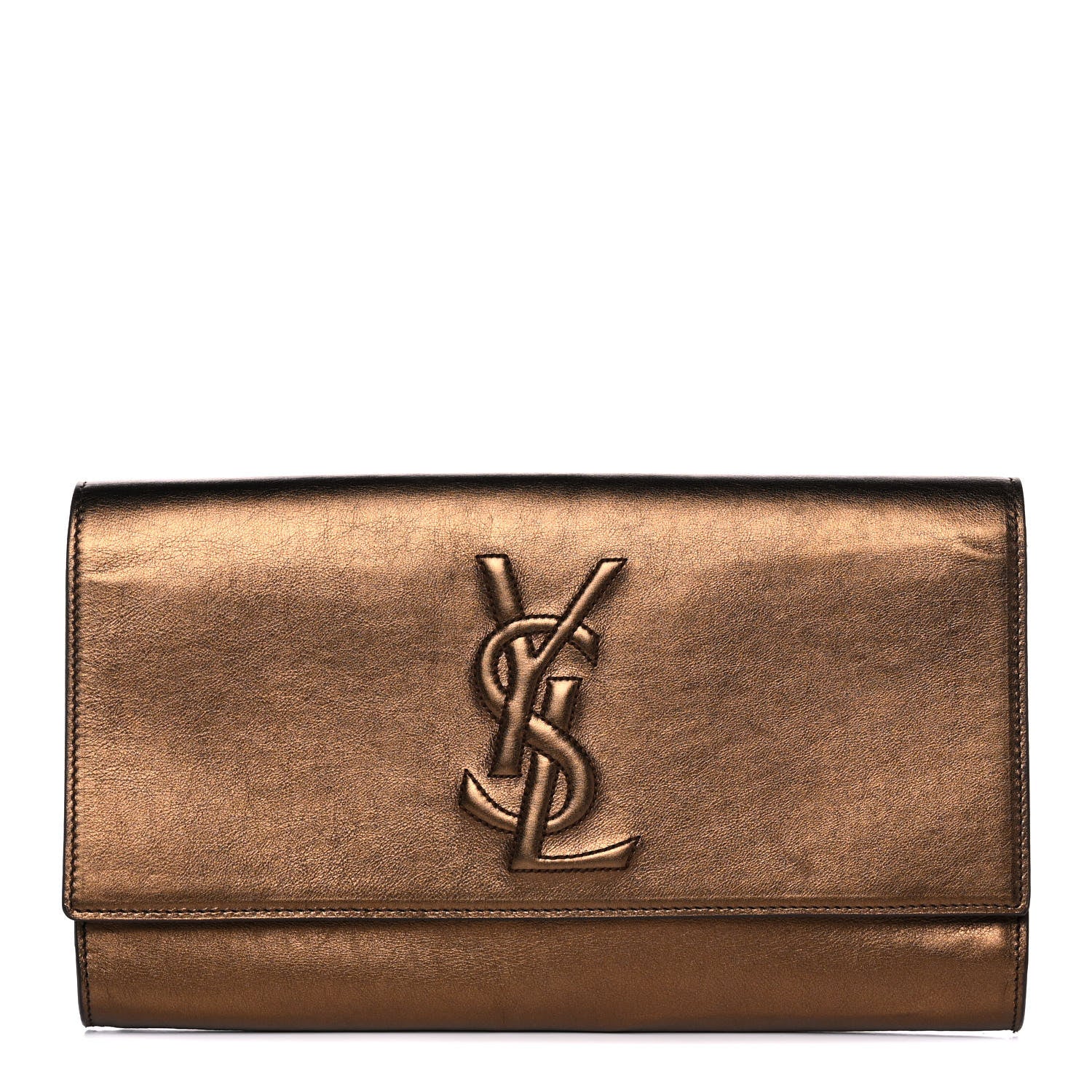 Saint Laurent Metallic Calfskin Monogram Large Belle De Jour Clutch Bronze 1 of 12