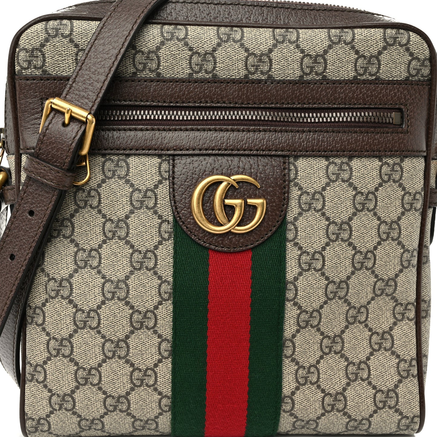 GG Supreme Monogram Web Small Ophidia Messenger Bag Brown