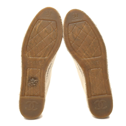 Chanel Metallic Calfskin Grosgrain CC Espadrilles 38 Ivory Black 5 of 9