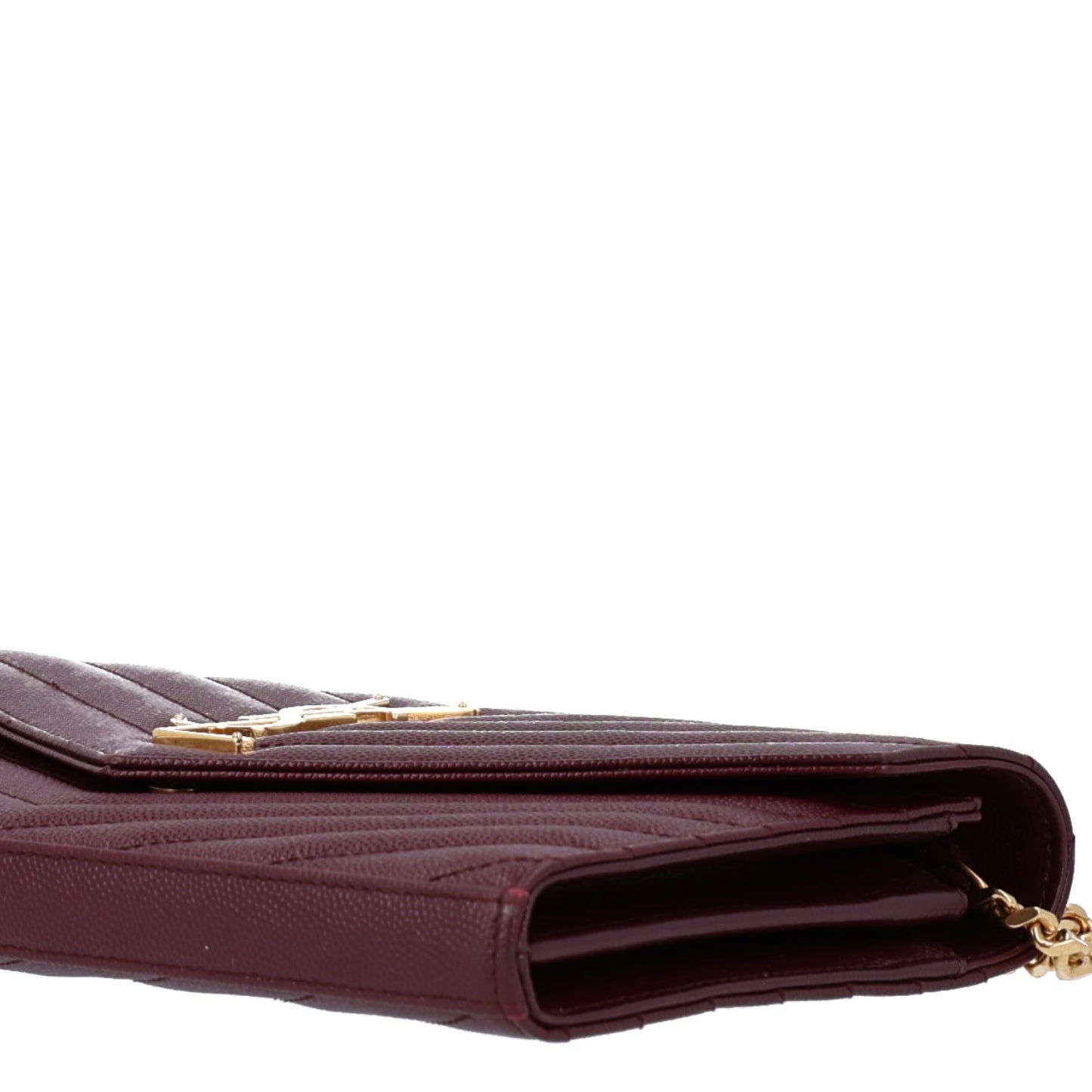 Grain De Poudre Matelasse Chevron Monogram Chain Wallet Rouge Legion