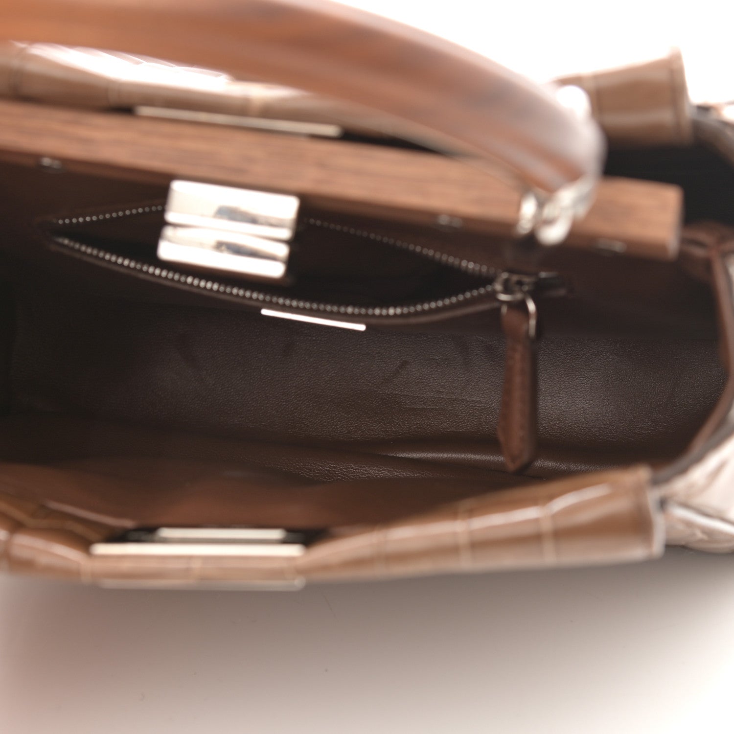 Fendi Crocodile Mini Peekaboo Iconic Satchel Brown 5 of 9