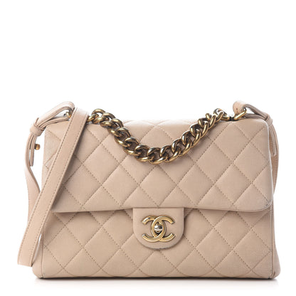 Chanel Shiny Sheepskin Quilted Small Trapezio Flap Beige 1 of 12