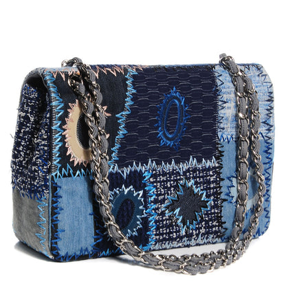 Chanel Patchwork Jumbo Single Flap Blue 3 of 8