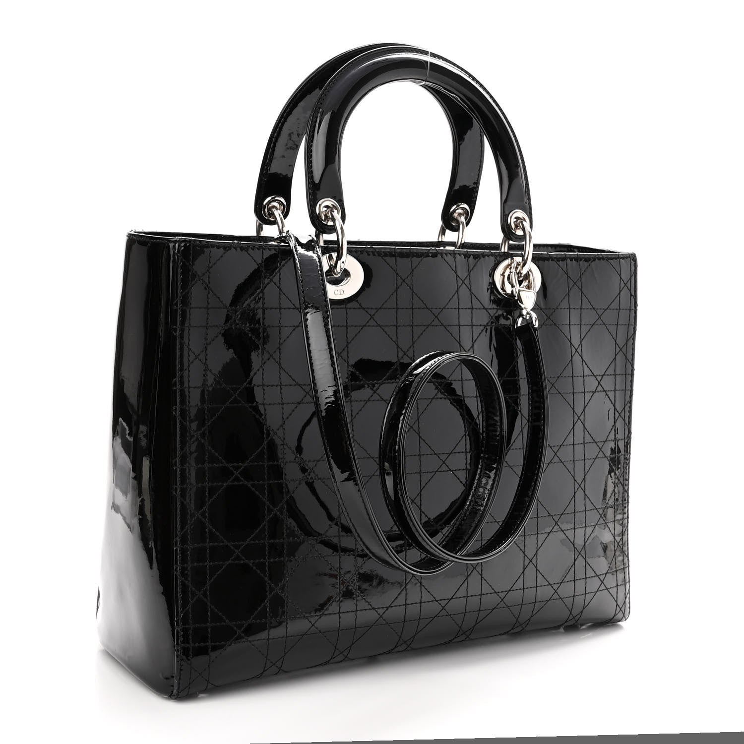 Christian Dior Patent Cannage Stitched Large Lady Dior Black 3 of 10